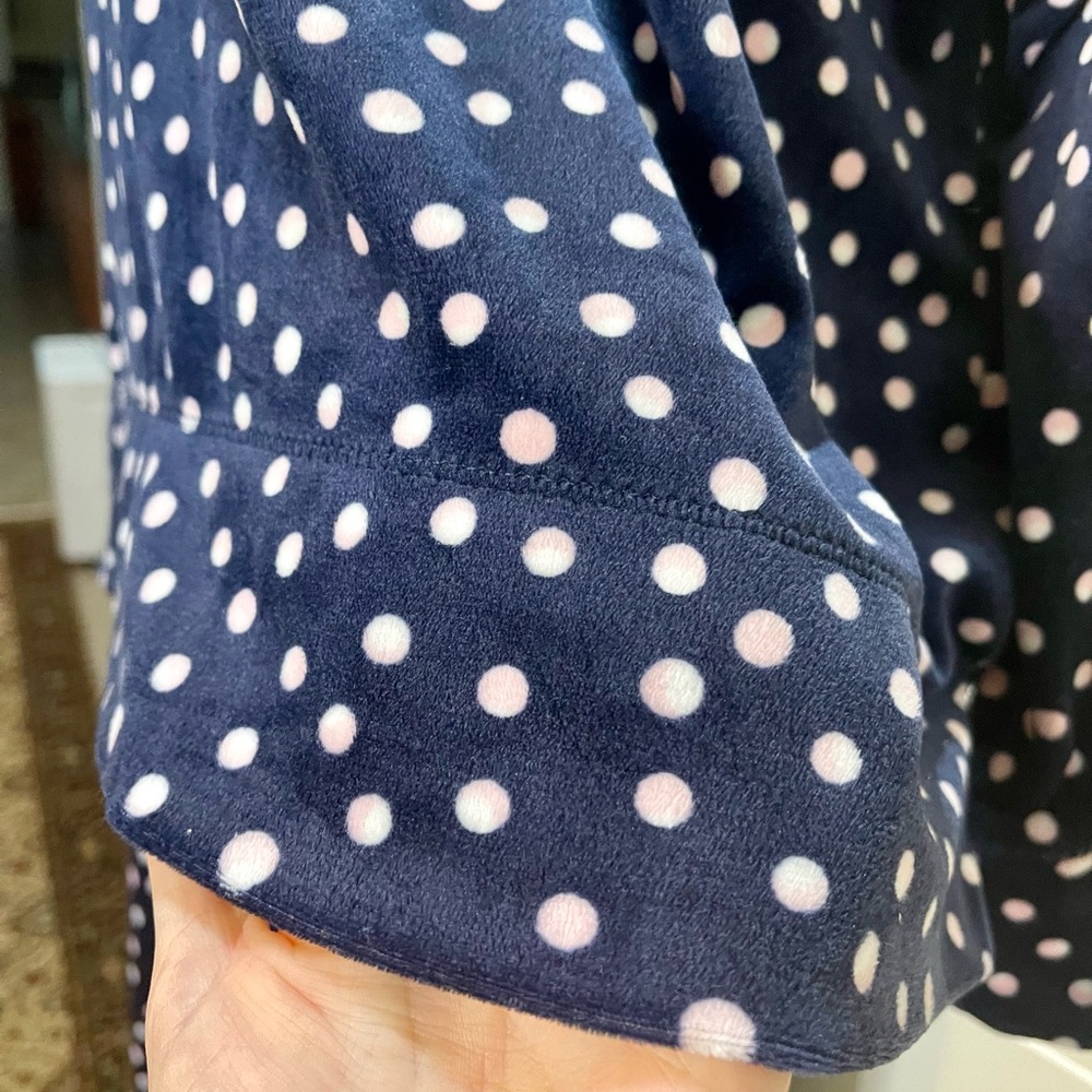 Nautica Pajama Set Navy and Pink Polka Dot Silky Stretch Fleece Size L - Picture 4 of 9